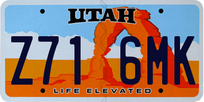 UT license plate Z716MK