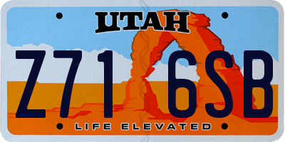 UT license plate Z716SB