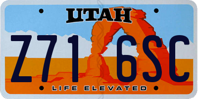 UT license plate Z716SC