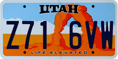 UT license plate Z716VW