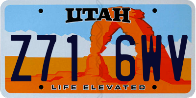 UT license plate Z716WV