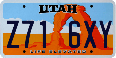 UT license plate Z716XY