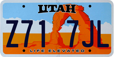 UT license plate Z717JL