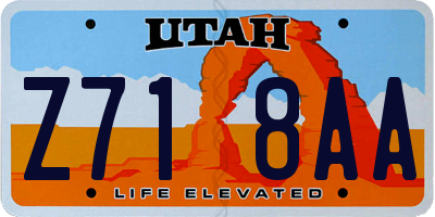 UT license plate Z718AA