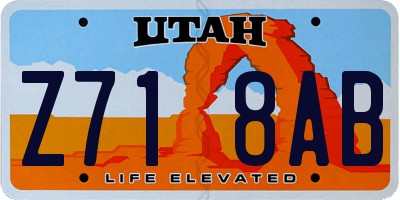 UT license plate Z718AB