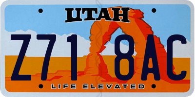 UT license plate Z718AC