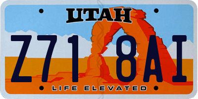 UT license plate Z718AI