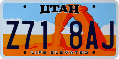 UT license plate Z718AJ