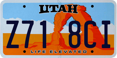 UT license plate Z718CI