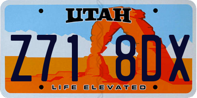 UT license plate Z718DX