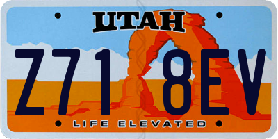 UT license plate Z718EV