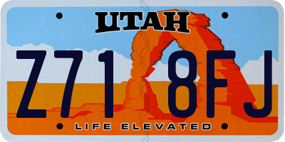 UT license plate Z718FJ