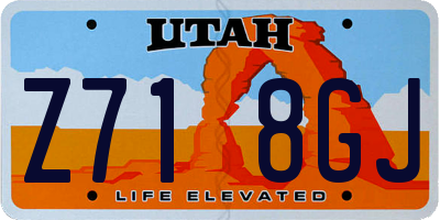 UT license plate Z718GJ