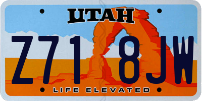 UT license plate Z718JW
