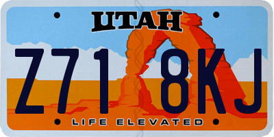 UT license plate Z718KJ