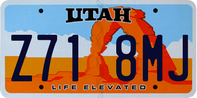 UT license plate Z718MJ