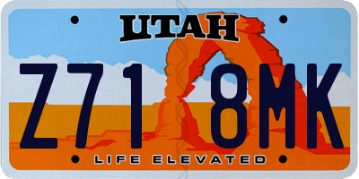 UT license plate Z718MK
