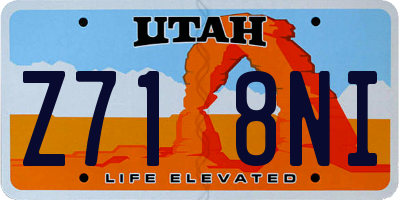 UT license plate Z718NI