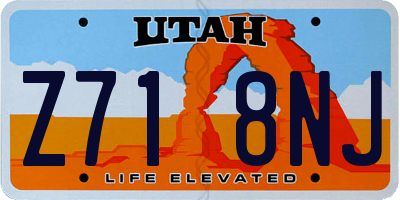 UT license plate Z718NJ