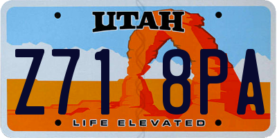 UT license plate Z718PA