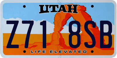 UT license plate Z718SB