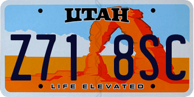 UT license plate Z718SC