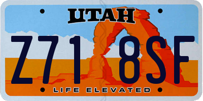UT license plate Z718SF