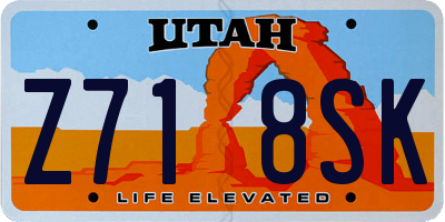 UT license plate Z718SK