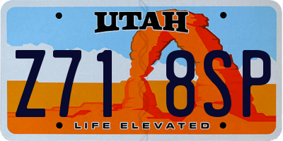 UT license plate Z718SP