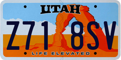 UT license plate Z718SV