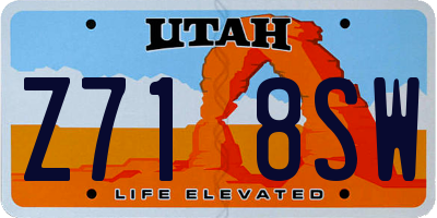 UT license plate Z718SW