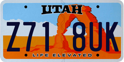 UT license plate Z718UK