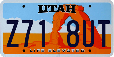 UT license plate Z718UT