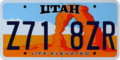 UT license plate Z718ZR