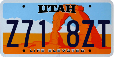 UT license plate Z718ZT