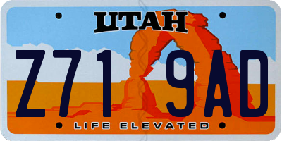 UT license plate Z719AD