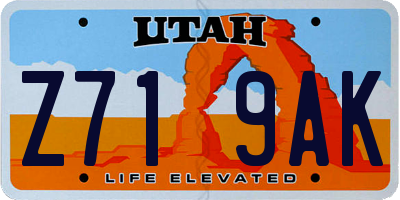 UT license plate Z719AK