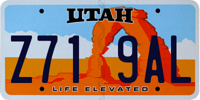 UT license plate Z719AL