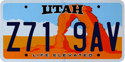 UT license plate Z719AV