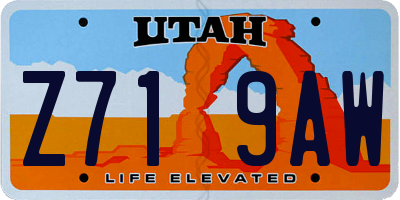 UT license plate Z719AW