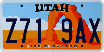 UT license plate Z719AX