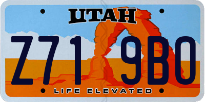 UT license plate Z719BO