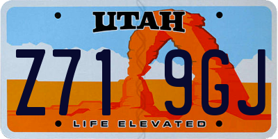 UT license plate Z719GJ
