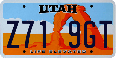 UT license plate Z719GT