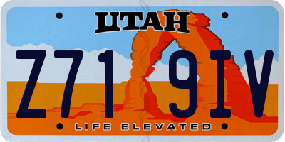UT license plate Z719IV