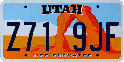 UT license plate Z719JF