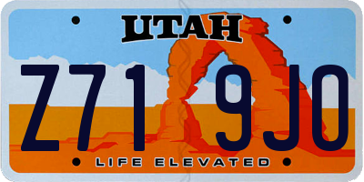 UT license plate Z719JO
