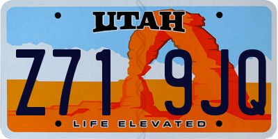 UT license plate Z719JQ