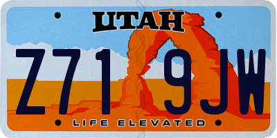 UT license plate Z719JW