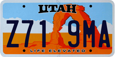 UT license plate Z719MA